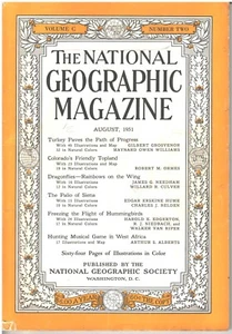NATIONAL GEOGRAPHIC Magazine August 1951 Turkey Colorado Dragonflies Hummingbird - Picture 1 of 1