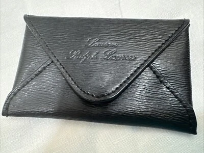 Lauren Ralph Lauren Black Business Credit Card Holder Case Leather Vintage Snap - Image 1 of 4