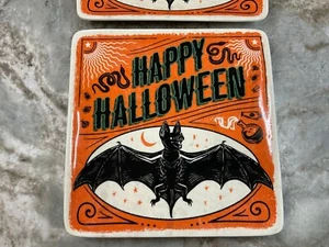 Vintage Style Square Plates Happy Halloween With Snakes And Potions Set Of 2 New - Picture 1 of 14