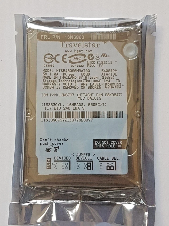 HTS548060M9AT00 HITACHI TRAVELSTAR IDE PATA 2.5" HDD 60GB - Image 1 of 1
