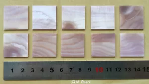 2 pz, 25x25x1,3 mm intarsio quadrato madreperla rosa bianco autentico - Foto 1 di 2