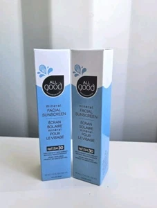 2 Pk All Good Facial Mineral Sunscreen Lotion SPF 30 Daily Moisturizer Nourish - Picture 1 of 3