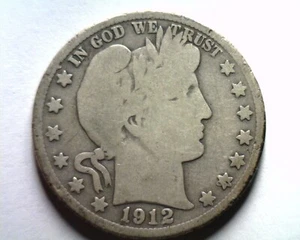 1912-S MEDIO DÓLAR BARBERO BUENO G BONITA MONEDA ORIGINAL DE BOBS MONEDAS ENVÍO RÁPIDO - Imagen 1 de 2