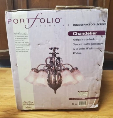 Vtg Portfolio Chandelier ~Renaissance Collection~ Antique Bronze Finish . NEW - Image 1 of 4