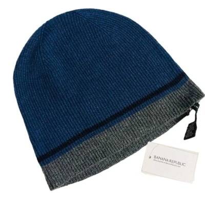 Gorro Banana Republic mistura de lã tamanho único azul marinho e cinza novo com etiquetas - Imagem 1 de 2