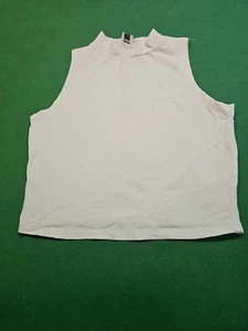 ASOS Mock Neck White Sleeveless Summer Crop Top Size L 14 - Picture 1 of 2