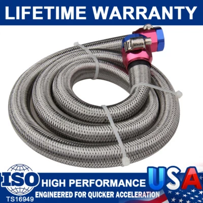 Manguera de 3/8 pulgadas 3 pies. Juego de línea de combustible de gas trenzado de acero con cubiertas de abrazadera roja/azul EE. UU. Foto 1 de 4