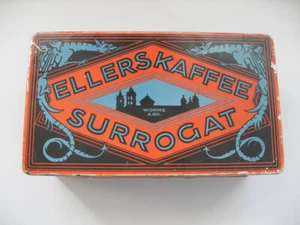 Antike Blechdose Ellers Kaffee Surrogat Mit Drachenmotiven Grelle Farben Selten! - Bild 1 von 12