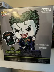 JOKER DC COLLECTION JIM LEE SUPER-VILLANS FUNKO POP FIGURE + TEES T-SHIRT MD NEW - Picture 1 of 4