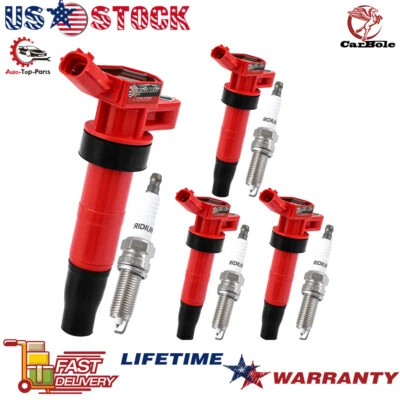 For (2009-2012) Hyundai Genesis 4.6L V8 4X Ignition Coils UF611 + 4X Spark Plugs - Image 1 of 4