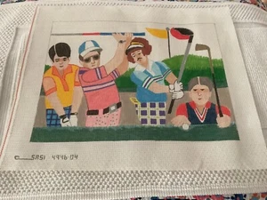 SASI HP NEEDLEPOINT 4 MEN GOLFERS-4946-04 - Picture 1 of 6