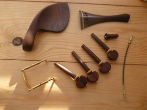 VIOLIN FITTINGS, 4/4, GENUINE ROSEWOOD, PEGS, TAILPIECE, CHIN REST, END PIN! - Picture 1 of 3