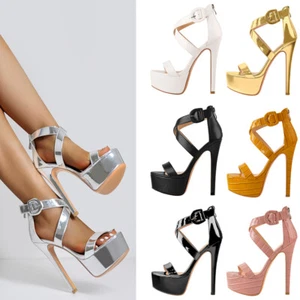 Sandalias con cremallera trasera de tacón alto para mujer Onlymaker de plataforma cruzada con correa al tobillo - Imagen 1 de 50