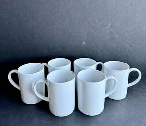 (Set of 6) Crate & Barrel Aspen White Porcelain Can Mugs, 11oz. - Picture 1 of 8