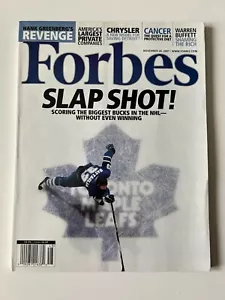 SLAP SHOT * TORONTO MAPLE LEAFS * BIG BUCKS NHL November 26 2007 FORBES MAGAZINE - Picture 1 of 5