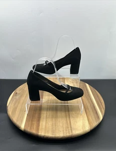 Marks and Spencer Women Court Pumps Shoes UK Size 4.5 Black Faux Suede Wider Fit - Picture 1 of 16