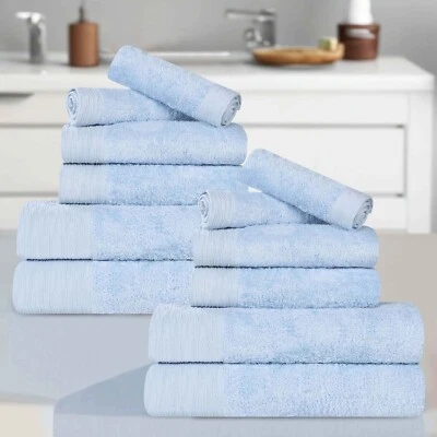Rayon from Bamboo Blend Eco-Friendly Soft Fluffy Solid 550GSM 12-Piece Towel Set - Image 1 of 3