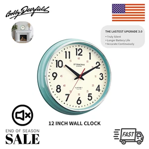 Vintage Retro 12.4" Metal Wall Clock Silent Non-Ticking Easy-Read, Multi-Room - Picture 1 of 7