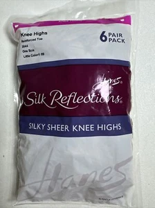 Hanes Silk Reflections Little Color Silky Sheer Knee Highs 6 Pair Pack NEW Beige - Picture 1 of 7