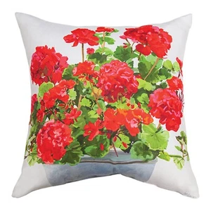 GLAMOROUS GERANIUMS INDOOR OUTDOOR TEXTURED THROW PILLOW - 18" SQUARE - Picture 1 of 1