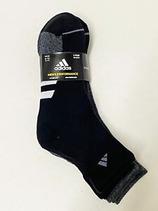 ADIDAS Men's Performance High Quarter Socks black, size 6-12, 4 pairs - NEW
