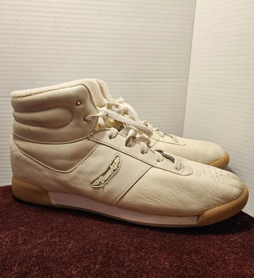 Bass Air Shoes Womens Size 11 Vintage 80s Lace Up White High Top Sneakers - Image 1 of 4
