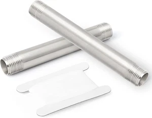 2PCS Stainless Steel Pipe Fittings, 1/2" NPT X 1/2" NPT Male Threaded, 8" Length - Picture 1 of 7