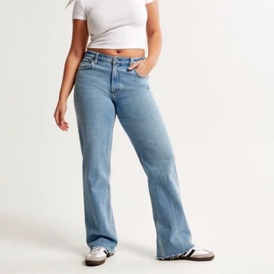 Pantalones de mezclilla Abercrombie & Fitch The holgados de tiro bajo azules Curve Love para mujer talla 26/2S Foto 1 de 4