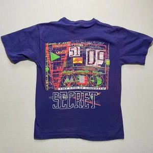 Vintage Levis Shirt Youth Large Purple Graphic Neon Geometric Made USA 90s - Picture 1 of 9