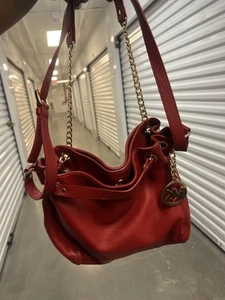 Michael Kors Purse | Jet Set Tote Bag | cherry Red with Gold Chain - Picture 1 of 8