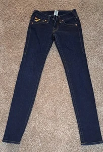 True Religion Damenjeans Größe 27 Julie goldverzierte Taschen dunkle Waschung - Bild 1 von 10