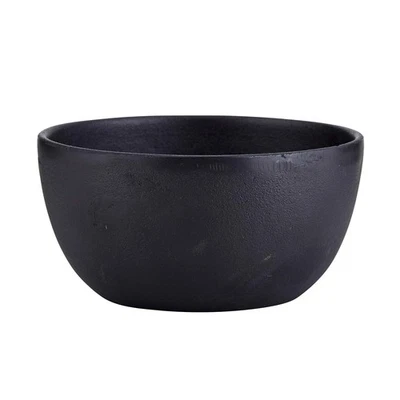 Large Round Cast Iron Bowl 60 Fluid Ounce Capacity Durable Black Finish - Image 1 of 2
