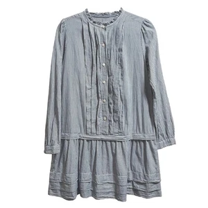 La Vie Rebecca Taylor Cotton Striped Shirt Dress Ruffled Front Women's Medium  - Picture 1 of 9