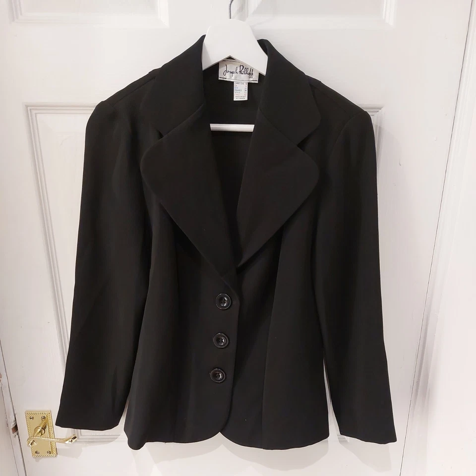 Joseph Ribkoff uk 10 smart black Jacket Blazer   office formal  — 第 1/4 张图片