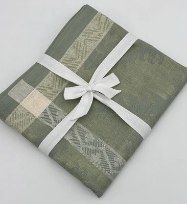 Williams Sonoma Jacquard Sorrento Tile Sage Green Table Runner Floral  16 X 108 - Image 1 of 4