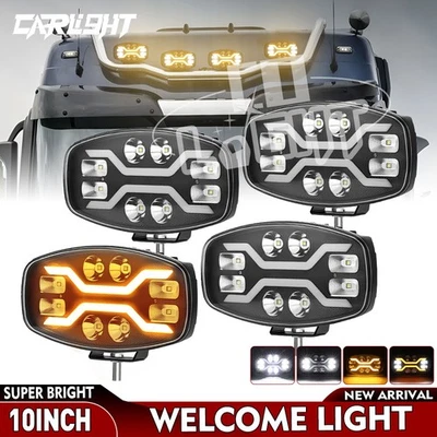 4X 10" Jumbo Oval LED Spot Lamp Dual Function DRL w/E-Mark Driving Light 12v 24v - Image 1 of 4