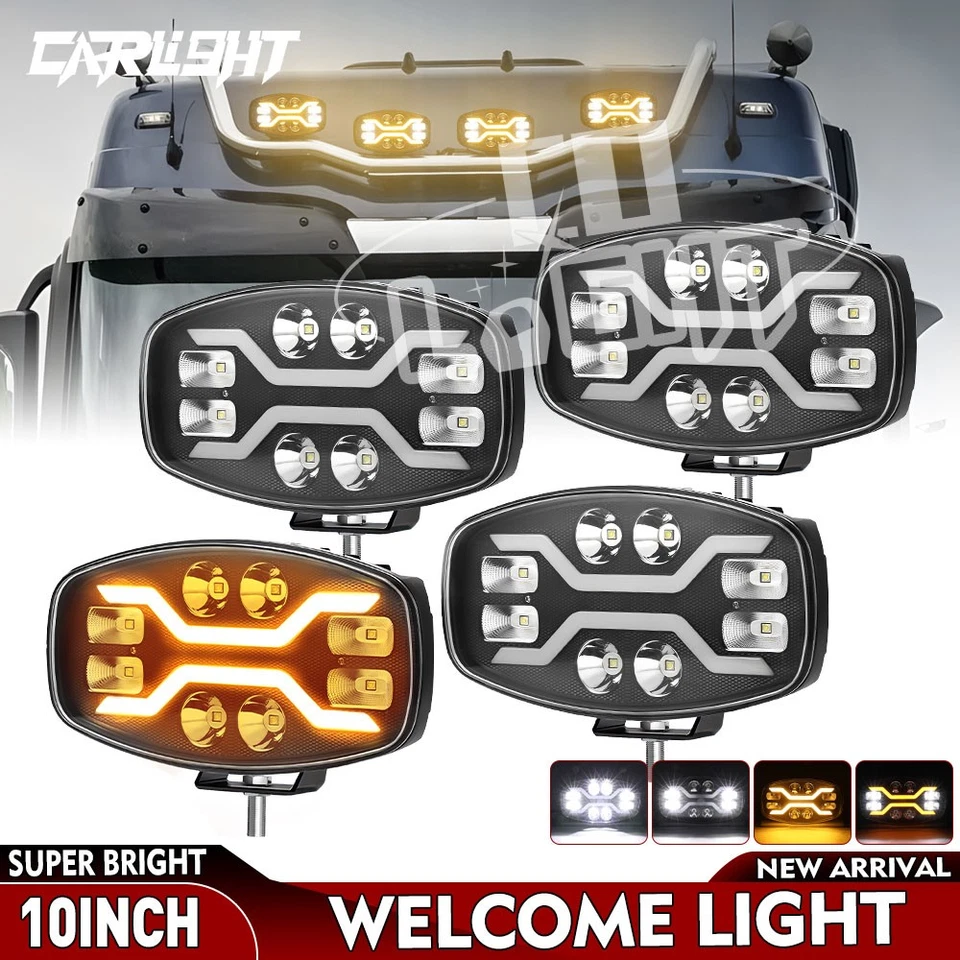4X 10" Jumbo Oval LED Spot Lamp Dual Function DRL w/E-Mark Driving Light 12v 24v - Image 1 of 4