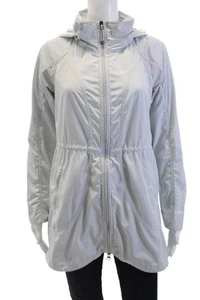 Athleta Womens Hooded Full Zipper Rain Jacket Light Gray Size Extra Extra Small - Picture 1 of 6