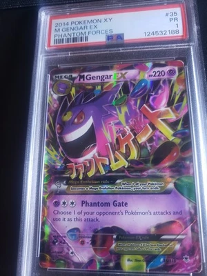 PSA 1 POKÉMON TCG 2014 M GENGAR EX 35/119 PHANTOM FORCES FULL ART HOLO - Image 1 of 2