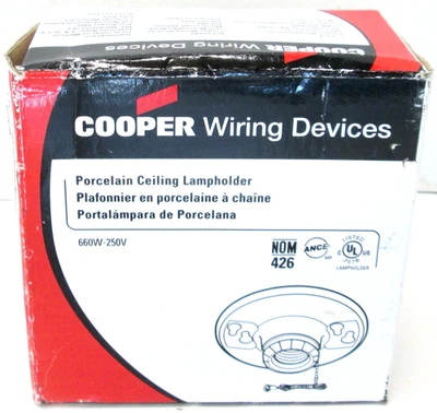 New Cooper Porcelain Ceiling Lampholder  Light Socket 660W 4-Terminal #659 - Image 1 of 4