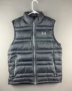 Men’s Under Armour Puffer Vest Size Large Black Coldgear Winter Packable - Picture 1 of 5