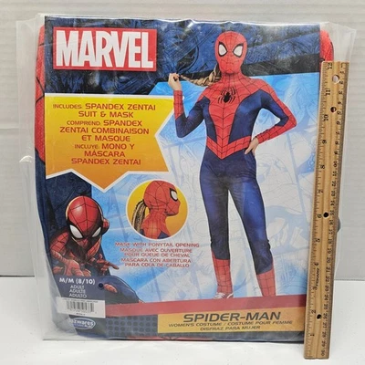 Marvel SPIDERMAN ADULT COSTUME - Womens Size Medium 8-10 - Suit & Mask - NEW - Image 1 of 4