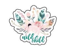 Wild Child Floral Arrangement Watercolor Boho Rustic DieCut Sticker 3.5x2.5 - Picture 1 of 1