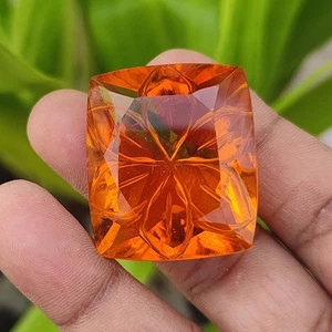 Natural 102 Ct With Certificate Brazilian Yellow Citrine Gemstone Curving Cut - Picture 1 of 12