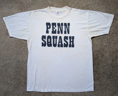 Vintage Penn State Squash Shirt Mens Large 90s *Stains Jerzees White Collegiate - Image 1 of 4