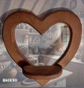 Quaint Vtg Heart Wood Wall Trinket Shelf Decor Cottagecore Boho Kitschy Art ๐ก - Picture 1 of 2