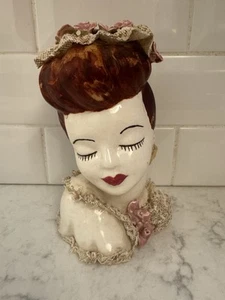 Vintage Glamour Girl Head Vase 7” - Picture 1 of 6