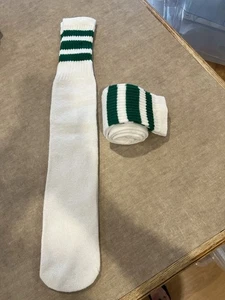 Calcetines tubo vintage años 70 80 altos rayas verdes 2 pares - Imagen 1 de 3