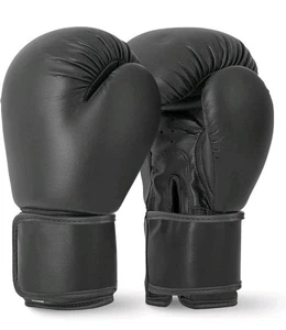Black Boxing Gloves MMA Punch Bag Training Mitts 10oz - Picture 1 of 7