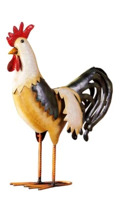 Standing Rooster Statue Iron 15.8" High Farm Life Chickens Garden Kitchen  - Изображение 1 из 2